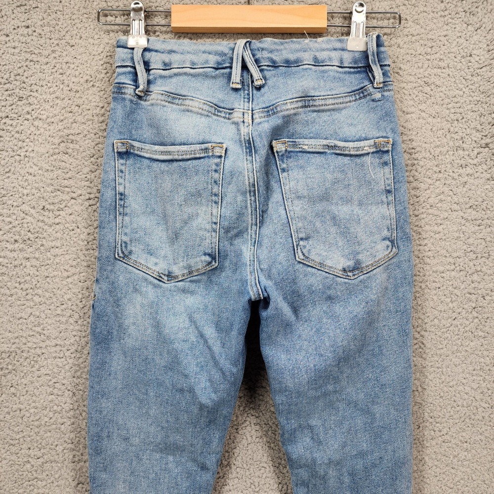 Good American Women's 2/26 Medium Wash Blue Denim Distressed‎ Jeans - Picture 11 of 13